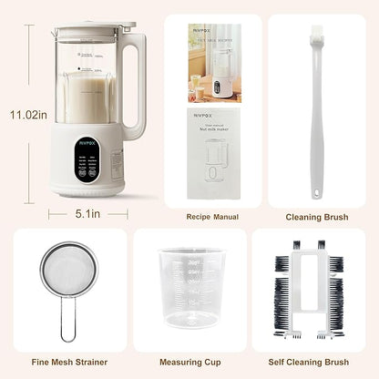 8 in 1 Automatic Nut Milk Maker, 41oz Homemade Soybean Milk, Almond Milk, Oat Milk and Juice, Electric Bean and Nut Milk Machine with Appointment Timer, Keep Warm and Self-cleaning Function, Beige