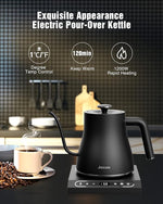 Load image into Gallery viewer, Jocuu Gooseneck Electric Pour Over Kettle with Temperature Control, Tea &amp; Pour Over Coffee Kettle, Stainless Steel, Auto Shutoff Boil-Dry Protection, 0.8L, Matte Black
