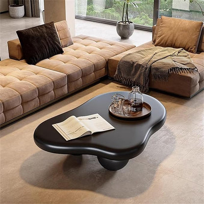 Cute Cloud Coffee Table, Modern Coffee Tables for Living Room, Easy Assembly, Round Edge Irregular Tea Table End Table, Funky Contemporary Low Coffee Table for Bedroom (Black Cloud, L41)