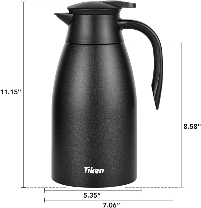 Tiken 68 Oz Thermal Coffee Carafe, Stainless Steel Insulated Vacuum Coffee Carafes For Keeping Hot, 2 Liter Beverage Dispenser (Starry Black)
