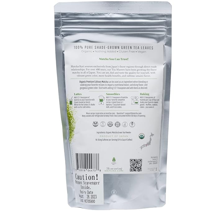 Dr. Weil Matcha Kari - Organic Matcha Green Tea Powder - 100 grams - Japanese Culinary Grade