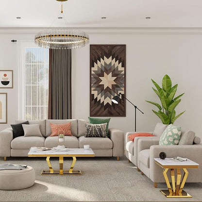 Living Room Table Set, 2-Piece Table Set Includes Coffee Table & End Tables, White and Gold Table Set for Home Apartment Office