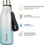 Load image into Gallery viewer, BJPKPK Insulated Water Bottles, 18 oz Stainless Steel Metal Water Bottle with Strap, BPA Free Leak Proof Jugs,Mugs,Flasks, Reusable Thermal Flasks for Sports &amp; Travel, Sparkling Silver Blue