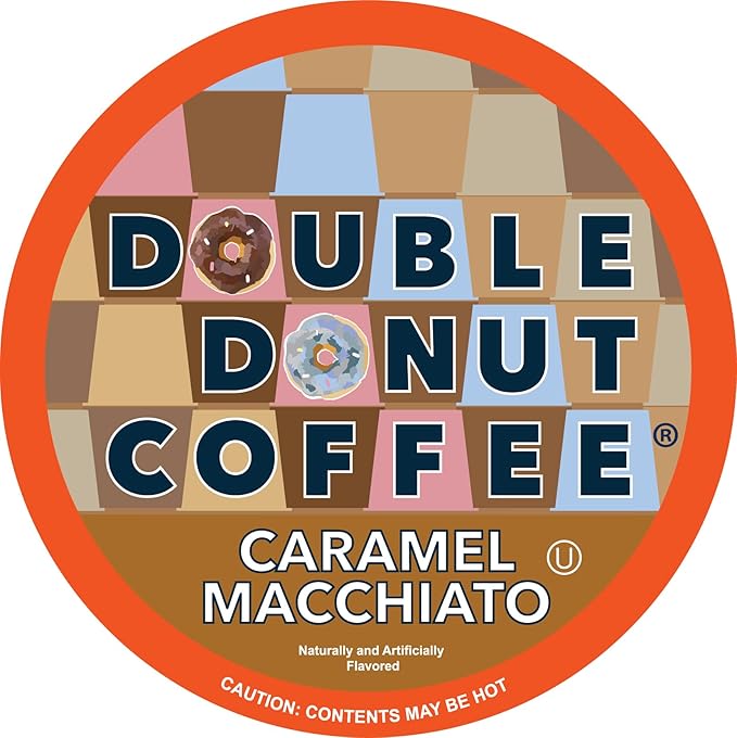 Double Donut Coffee Caramel Macchiato Coffee - Single Serve Coffee Pods for Keurig K Cups, 48 Count