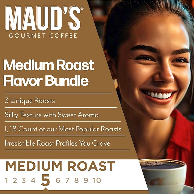 Maud's Salted Caramel, Sweet Hazelnut & Cinnamon Roll Flavored Pods Bundle, 54 ct, Medium Roast Flavored Coffee in Recyclable Single Serve Pods – 100% Arabica Coffee, Compatible with Keurig K Cups Maker