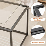 Load image into Gallery viewer, Glass Coffee Table, Modern Center Tables for Living Room, Black Rectangle Center Tea with Metal Frame, Clear Glass Top Coffee Table for Home, Office, Easy Assembly, 39.4 x 18.9 x 17.7, Black