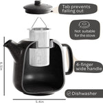 Load image into Gallery viewer, Steinzeit Design Tea Pot (44 oz) - Premium Ceramic Teapot with Infuser for Loose Tea - Black Teapot Ceramic with Removable Strainer