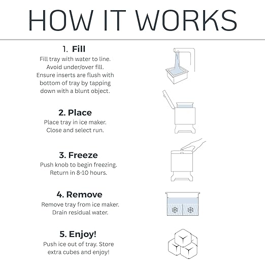 Clear Ice Maker - Makes 4 Large, 2" Crystal Clear Ice Cubes in 8 to 12 Hours - Great for Cocktails, Whiskey & Bourbon - Compact Countertop Ice Maker - Stainless Steel Shell - Reusable Ice Tray