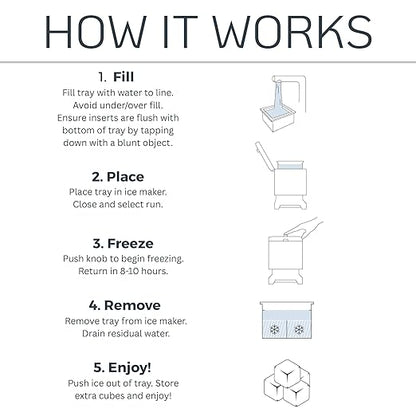 Clear Ice Maker - Makes 4 Large, 2" Crystal Clear Ice Cubes in 8 to 12 Hours - Great for Cocktails, Whiskey & Bourbon - Compact Countertop Ice Maker - Stainless Steel Shell - Reusable Ice Tray