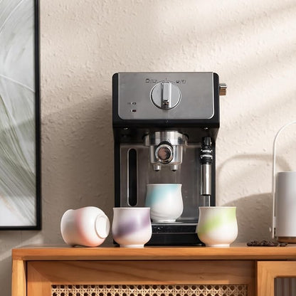 4-Oz Ceramic Espresso Cups Set - Multi-Color, Handle-Free Design for Home & Cafe | Dishwasher-Safe Stoneware Cups (Gradient Blue, 4)