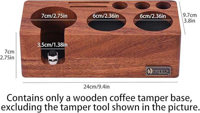 Espresso Tamping Station(58MM) Walnut wood,Espresso Coffee Anti-pressure Pad Stand, Espresso Station,Coffee Tamper Station Organizer for Countertop