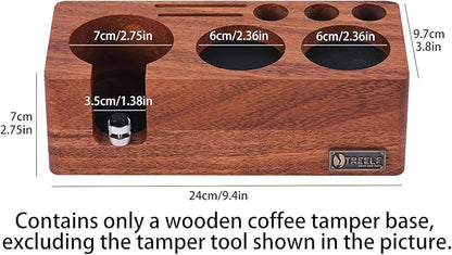 Espresso Tamping Station(58MM) Walnut wood,Espresso Coffee Anti-pressure Pad Stand, Espresso Station,Coffee Tamper Station Organizer for Countertop
