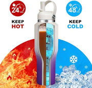 SENDESTAR SENDESTAR 40oz Stainless Steel Water Bottle(Cold for 48 Hrs, Hot for 24 Hrs),Double Wall Vacuum Insulated Bottle with Straw Lid, Spout Lid and Flex Cap, Fit in Any Car Cup Holder