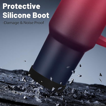 40 oz Tumbler with Handle and Straw Spout Lid - 100% Leak-proof Travel Coffee Cup, BPA Free Metal Mug, Vacuum Insulated Water Bottle- (Cold-34H & Hot-10H), Straw Cover, Silicone Boot