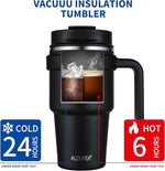 Load image into Gallery viewer, ALOUFEA 20 oz Insulated Coffee Mug Tumbler with Handle, Stainless Steel Travel Mug Tumbler with Lid and Straw,Double Wall Vacuum Leak Proof Ice Coffee Thermal Cup, Black