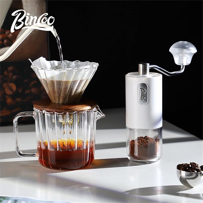 Bincoo Pour Over Coffee Maker Set 11oz - Heat-Resistant,Coffee Dripper Size 1 with Walnut Collar,Drip Coffee Maker for Coffee Brewer Kit Home,Office,Gift