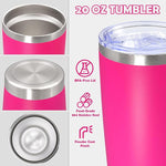 Load image into Gallery viewer, 20oz Tumbler Bulk Stainless Steel Tumbler Cup with Lid Vacuum Insulated Double Wall Travel Mug, Durable Powder Coated Travel Coffee Tumbler Mug for Hot &amp; Cold Drinks, Hot Pink,8 Pack