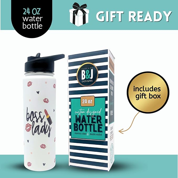 Brooke & Jess Designs Boss Lady Tumbler - Best Boss Gifts for Women - Great Travel Water Bottle Gifts for Bosses, Coworkers, Mom, Christmas, Birthday