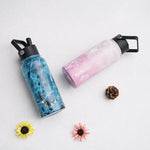 Load image into Gallery viewer, BJPKPK 2 Pack Insulated Water Bottles with Straw Lids, 32oz Stainless Steel Metal Water Bottle with 6 Lids, Leak Proof BPA Free Jugs, Cups, Flasks for Travel, Sports (Lavender Green+Black)