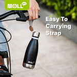 Load image into Gallery viewer, 12 oz Water Bottle Stainless Steel Double Wall Vacuum Insulated Sports Water Bottle for Kids, Small Mini Cola Shape Water Flask Leak Proof (Black-Silver)