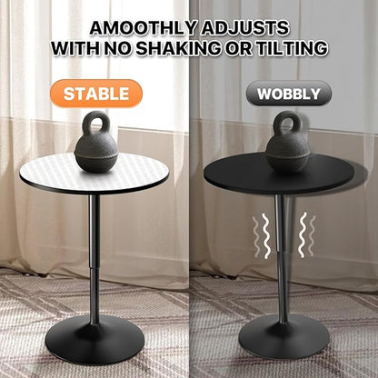 Magshion 23.5'' Round Bar Table, Adjustable Range 27.5"-36" Wood Pub Table with Black Leg and Base for Living Room Dining Room Bar Cocktail Table (Silver)