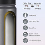 Load image into Gallery viewer, mininoo 24 oz Insulated Water Bottle with Straw Lid, Stainless Steel Double Wall Vacuum, Leak Proof, BPA Free, Keep Cold for 24H &amp; Hot for 12H(Grey)