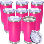 Load image into Gallery viewer, 20oz Tumbler Bulk Stainless Steel Tumbler Cup with Lid Vacuum Insulated Double Wall Travel Mug, Durable Powder Coated Travel Coffee Tumbler Mug for Hot &amp; Cold Drinks, Hot Pink,8 Pack