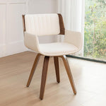 Load image into Gallery viewer, LUNLING Swivel Accent Faux Leather Dining Chairs, Mid Century Modern Chairs with Wooden Legs/Armrest/Upholstered Seat/Adjustable Foots for Kitchen Dining Room Desk Chairs,Beige,1PCS