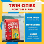 Load image into Gallery viewer, Peace Coffee Twin Cities Blend | 20 oz Whole Bean Dark Roast | Organic Fair Trade | Smooth, Inviting Flavor | Shade Grown, Fresh Roasted