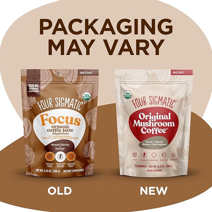 Four Sigmatic Original Mushroom Coffee | High Dose Lion's Mane, Chaga, Turkey Tail, Cordyceps and Reishi | Energy, Focus & Immune Support | 30 Servings