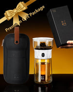 Load image into Gallery viewer, ZENS Modern One Touch Tea Maker, Glass Teapot with Infuser for Loose Leaf Tea Diffusers, Mess-Free Smart Pouring with Insulated Mug and Portable Tea Kits for Tea Lover Gifts