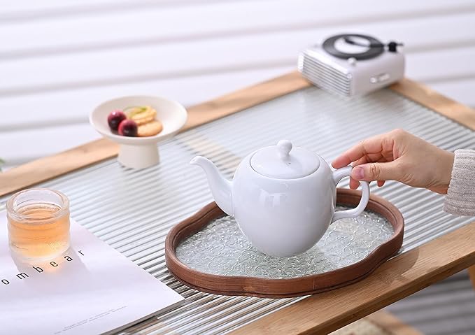 Teapot with Infuser Ceramic Tea Pot with Removable Stainless Steel Fliter for Loose Tea 15.80 OZ/450ml (1-2cups) Teapots for Tea Coffee Milk for Office Home Men Women (White)