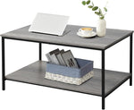 Load image into Gallery viewer, SENIG 2-Tier Coffee Table with Storage Shelf for Small Living Spaces, Grey Oak Rectangle Wood and Sturdy Metal Side End Table, Stable Metal TV Stand, Functional Center Table for Living Room
