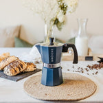 Load image into Gallery viewer, GROSCHE Milano Stovetop Espresso Maker Moka Pot 3 espresso Cup - 5 oz, Blue -Moka Espresso Coffee Maker Stove top coffee maker Moka Italian espresso greca coffee maker brewer percolator