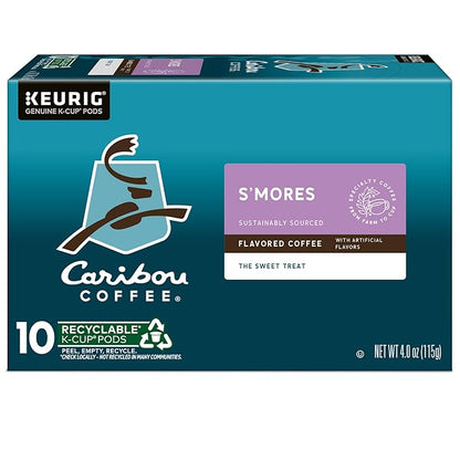 Caribou S’mores Cabin Coffee, Single Serve Keurig K-Cup Pods, Medium Roast Coffee, 60 Count (6 Packs of 10)