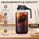 Load image into Gallery viewer, Glass Pitcher with Lid, 64 OZ Mason Jar Pitcher Double Leak Proof, 2 Quart Breast Milk Storage Containers for Fridge, Wide Mouth Glass Jar for Sun Tea, Juice, Cold Brew Coffee