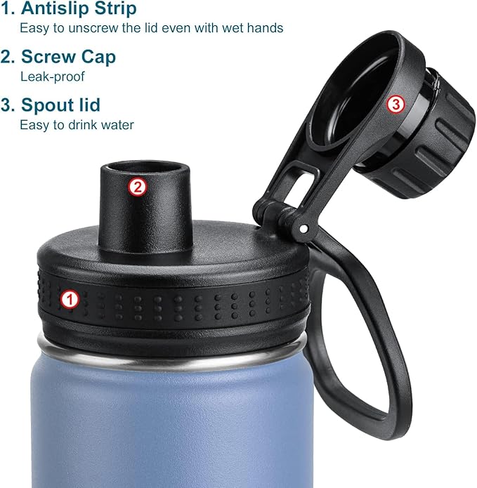 koodee 26 oz Water Bottle Stainless Steel Double Wall Vacuum Insulated Wide Mouth Water Bottle, Metal Sports Bottle with Leakproof Spout Lid (Royal Blue)