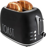 Load image into Gallery viewer, Rae Dunn Retro Rounded Bread Toaster, 2 Slice Stainless Steel Toaster with Removable Crumb Tray, Wide Slot with 6 Browning Levels, Bagel, Defrost and Cancel Options, Black
