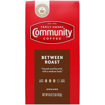 Community Coffee - Between Roast Medium - Dark Roast - Premium Ground Coffee - 16 Ounce Bag (Pack of 1)