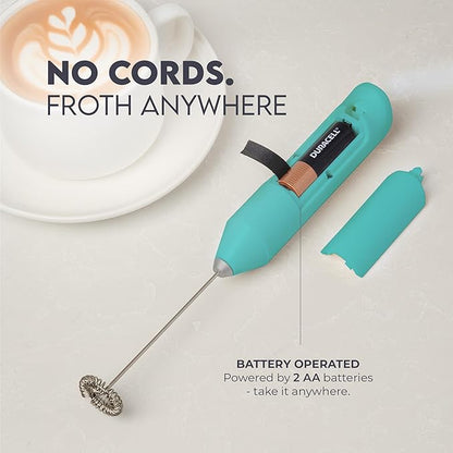 Zulay Kitchen Milk Frother Handheld with 2 Duracell AA Batteries – Electric Drink Mixer for Coffee, Lattes, Cappuccinos, Matcha & Hot Chocolate – Portable Foam Maker & Coffee Bar Accessory