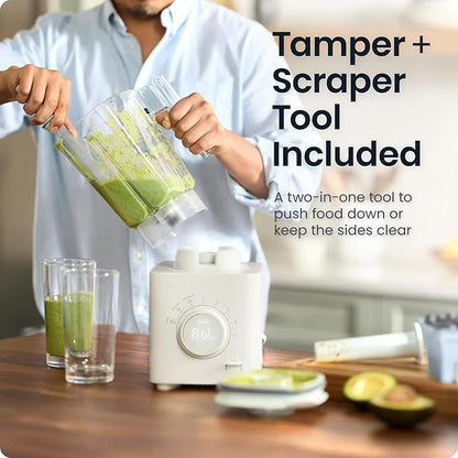 Chefman Obliterator 48 oz Countertop Blender for Smoothies, 1380W Motor to Crush Ice, Nuts, and Frozen Fruit with Stainless Steel Blade, Auto Blend Function, Includes Tamper and Scraper