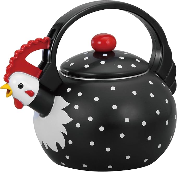 Whistling Tea Kettle for Stove Top Enamel on Steel Teakettle, Supreme Housewares Rooster Design Teapot Water Kettle Cute Kitchen Accessories Teteras (1.6 Quart, Rooster)