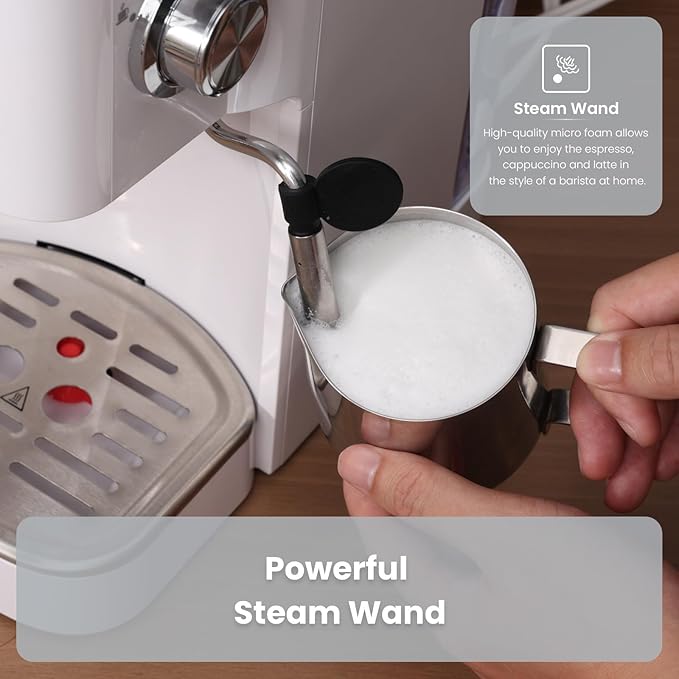 Gevi Espresso Machine 20 Bar High Pressure,Compact Espresso Maker with Milk Frother Steam Wand,Cappuccino,Latte Maker with Adjustable Shot Volume for Home,Gift for Mom and Dad