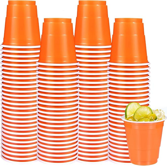 100 Pack 2 oz Plastic Shot Glasses Disposable Shot Cups, Mini 2oz Party Cups for Halloween, Birthday, Wedding, Bachelorette Party, Baby Shower Supplies (Orange)