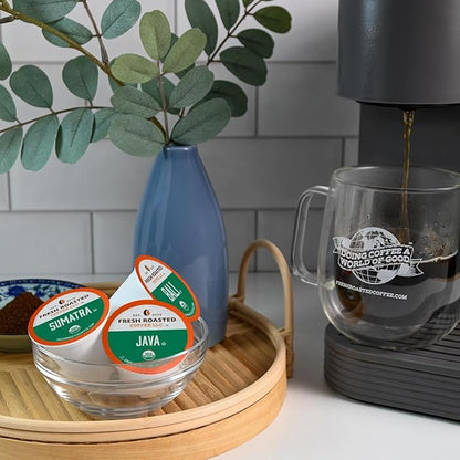 Fresh Roasted Coffee, USDA Organic Variety Pack | 96 Pods for K Cup Brewers