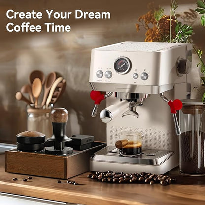 MHW-3BOMBER 53.35mm Espresso Coffee Tamper with Three Spring Loaded Calibrated Espresso Tamper 30lbs 54mm Espresso Hand Tamper with Sound Feedback Titanium Coating Black T6177T-OS