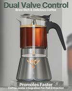 Load image into Gallery viewer, Grasseed Crystal Glass-Top Moka Pot, Brushed Stainless Steel Stovetop Espresso Maker for Italian Coffee - 9 Cup/360ml/12.6oz