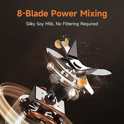 Joydeem JD-J03 Cooking Blender with Soundproof Shield, Hot Cold Blender for Filter-free Soy Milk & Juice, 8-Speed and Temperature Control, 12H Preset, 1100ml, White