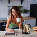 Load image into Gallery viewer, Moss &amp; Stone 1.2L Stainless Steel Small Electric Kettle, Cordless 1500w Fast Boiling Pot, Portable Hot Water Electric Tea Kettle With Boil Dry Protection &amp; Auto Shut-Off (Champagne)