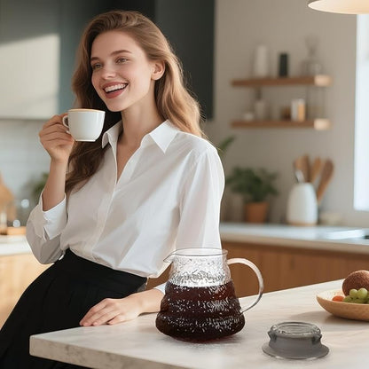 Clear Glass Coffee Server Pot for Drip Coffee Maker, 600ml/20oz Standard Glass Coffee Carafe with Lid, Coffee Pot for Manual Pour Over Coffee Maker
